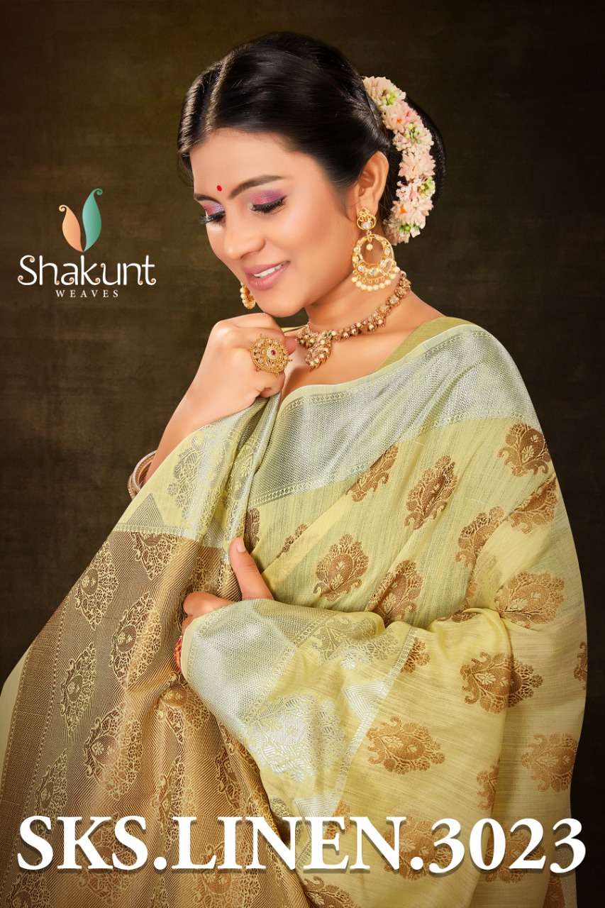 shakunt weaves sks-linen-3023 linen designer saree collection