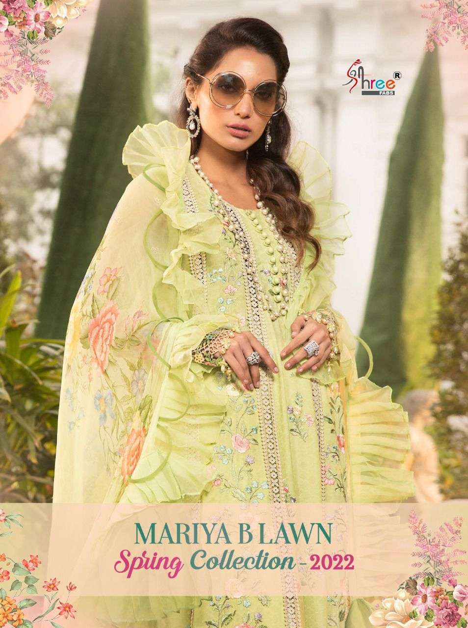 shree fabs maria b lawn spring 2022 cotton work pakistani fancy suits