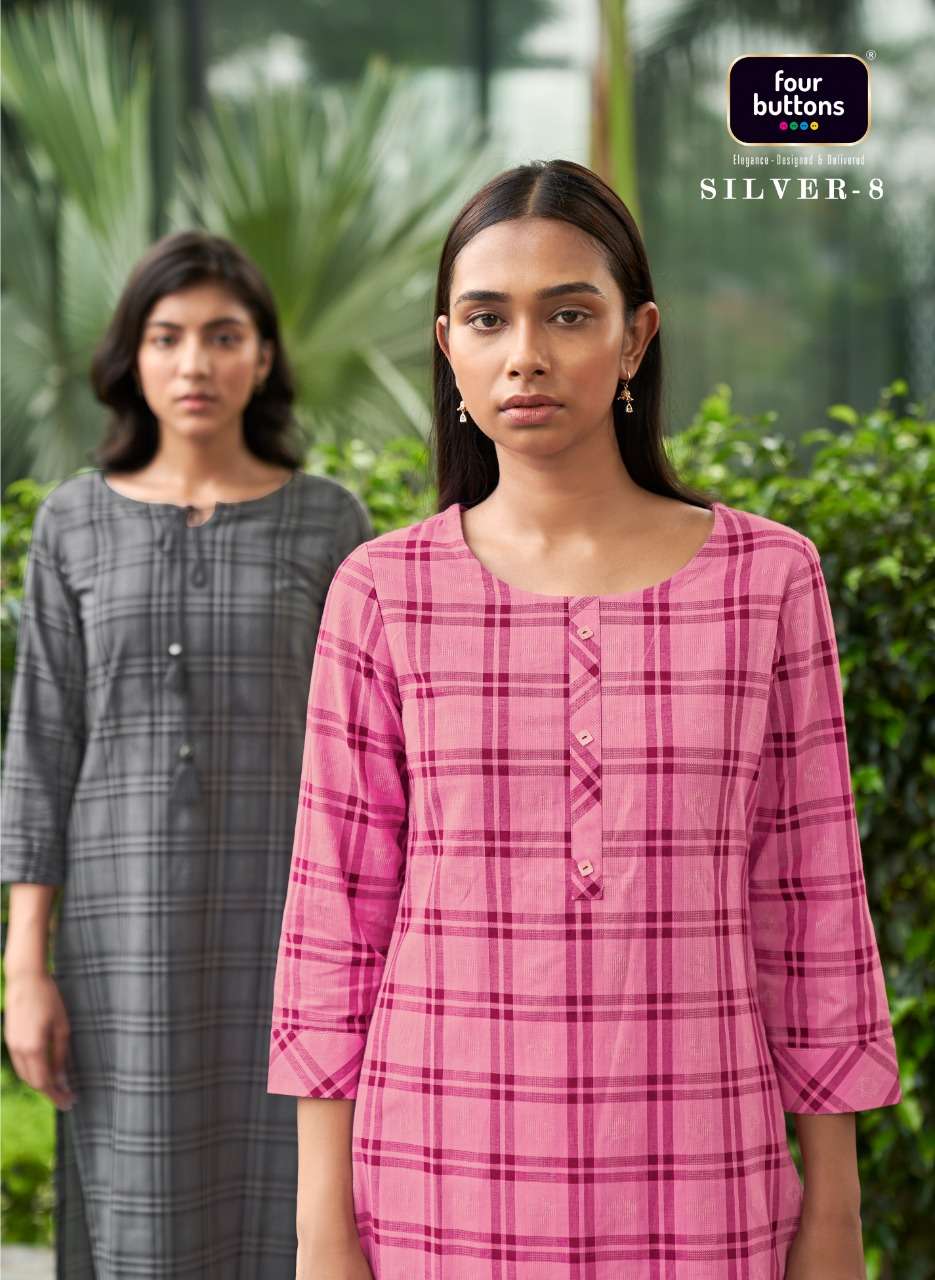 silver vol 8 by four buttons cotton woven casual kurti