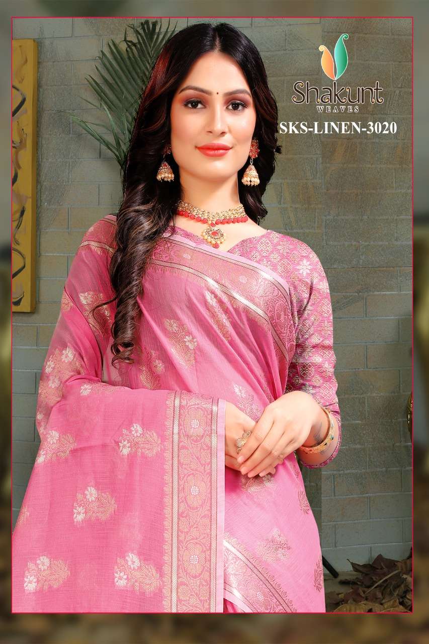 sks linen 3020 by shakunt designer fancy sarees