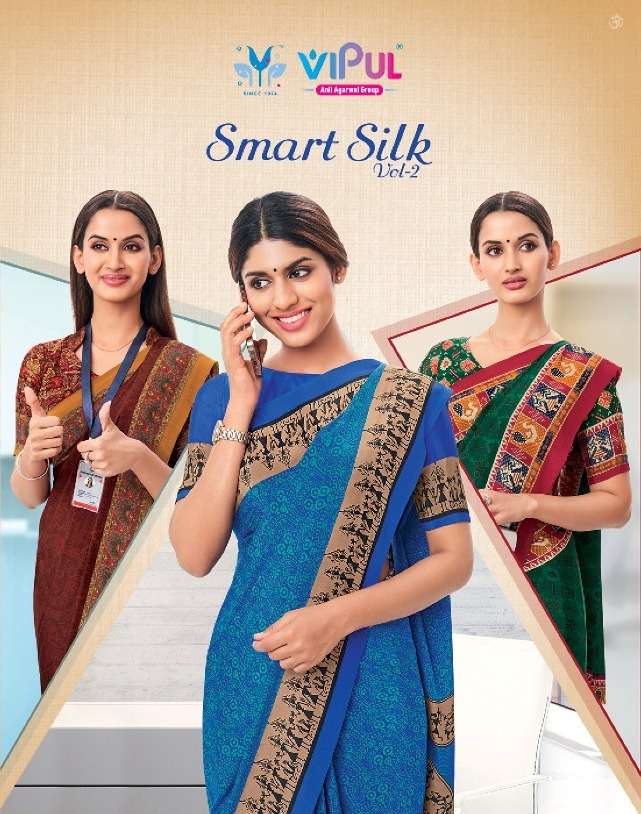 smart silk vol 2 by vipul crape printed uniform style saree catalogue
