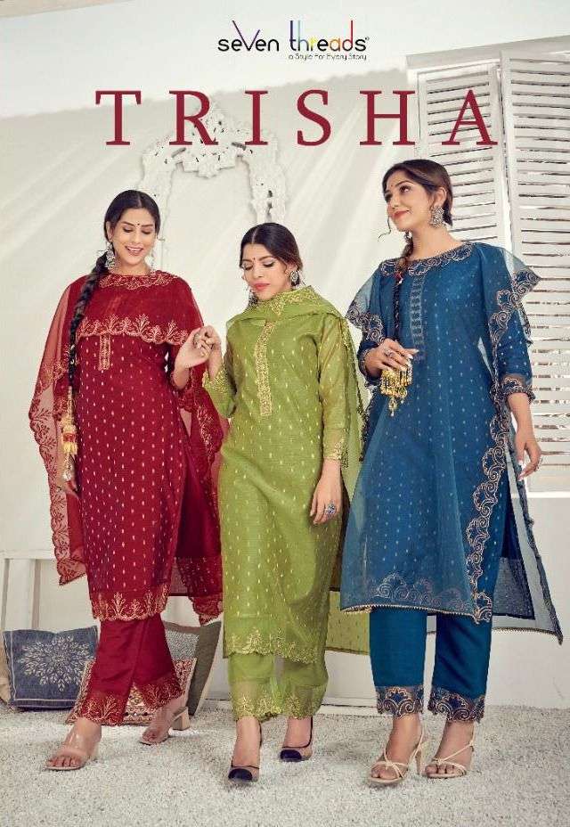 trisha by seven threads readymade 3 piece catalogue supplier
