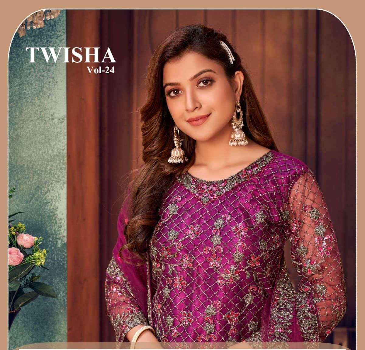twisha vol 24 exclusive embroidery on net pakistani dresses