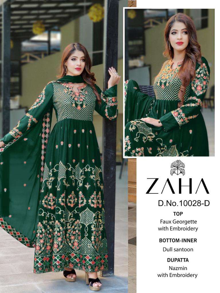 zaha 10028 design heavy embroidery georgette dresses 