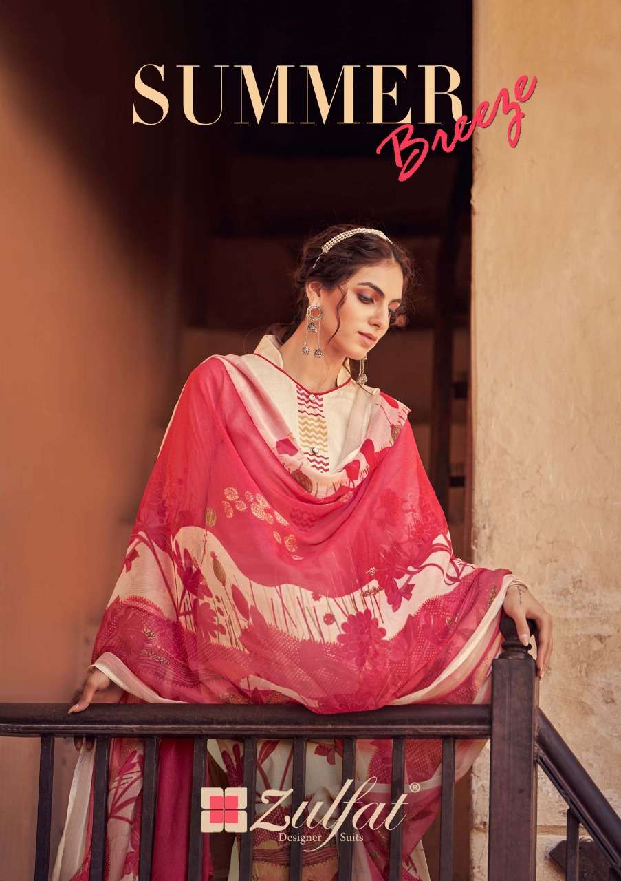 zulfat summer breeze cotton dress materials with 3mtr bottom 