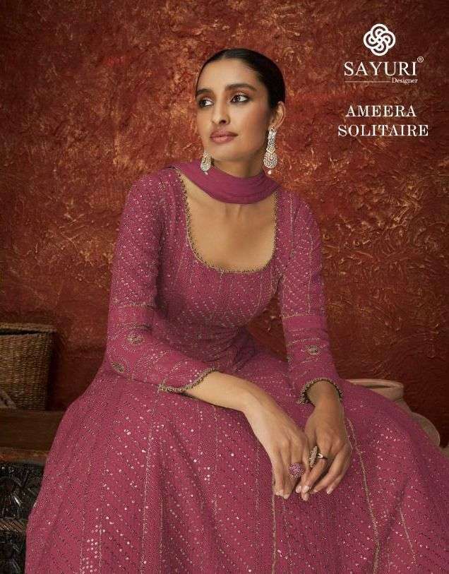 ameera solitaire by sayuri georgette long readymade suits