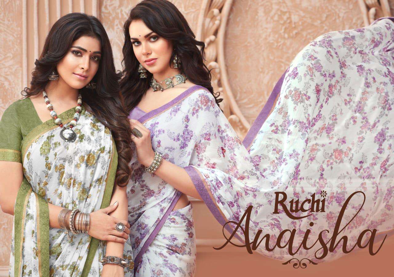 anaisha by ruchi chiffon printed fancy sarees