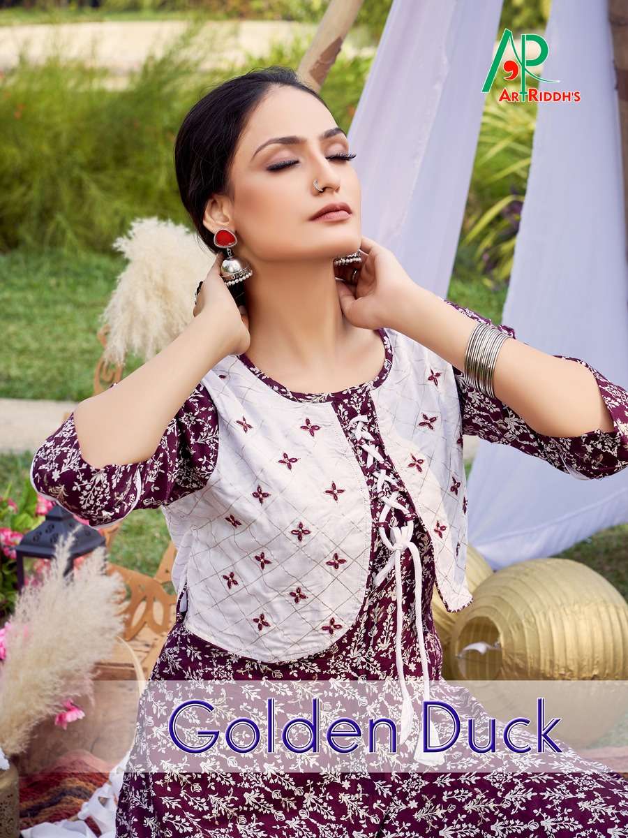 artriddhs golden duck rayon print kurti best quality 