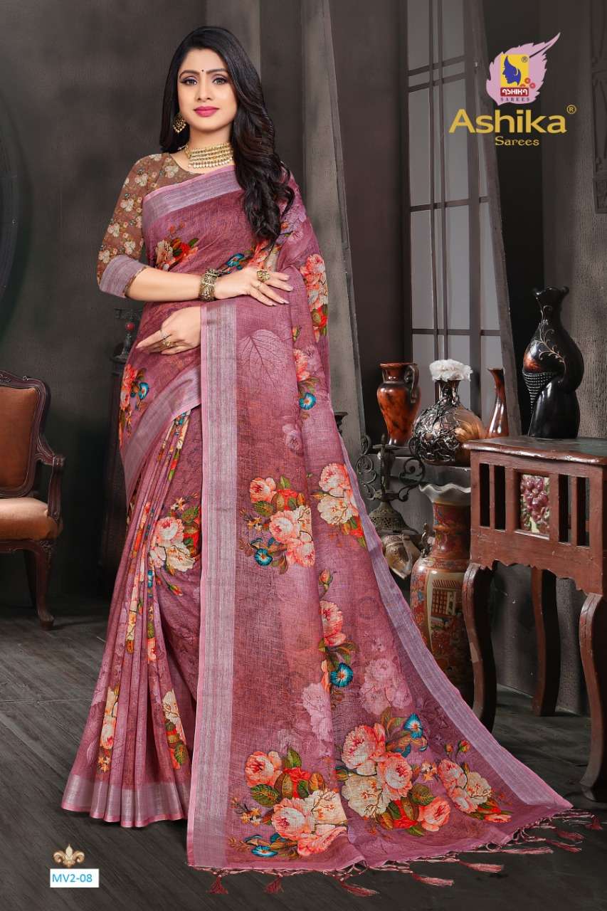 Ashika sarees mahive vol 2 linen digital printed sarees