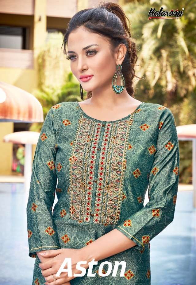 aston by kivi kalaroop designer fancy kurti with pant supplier