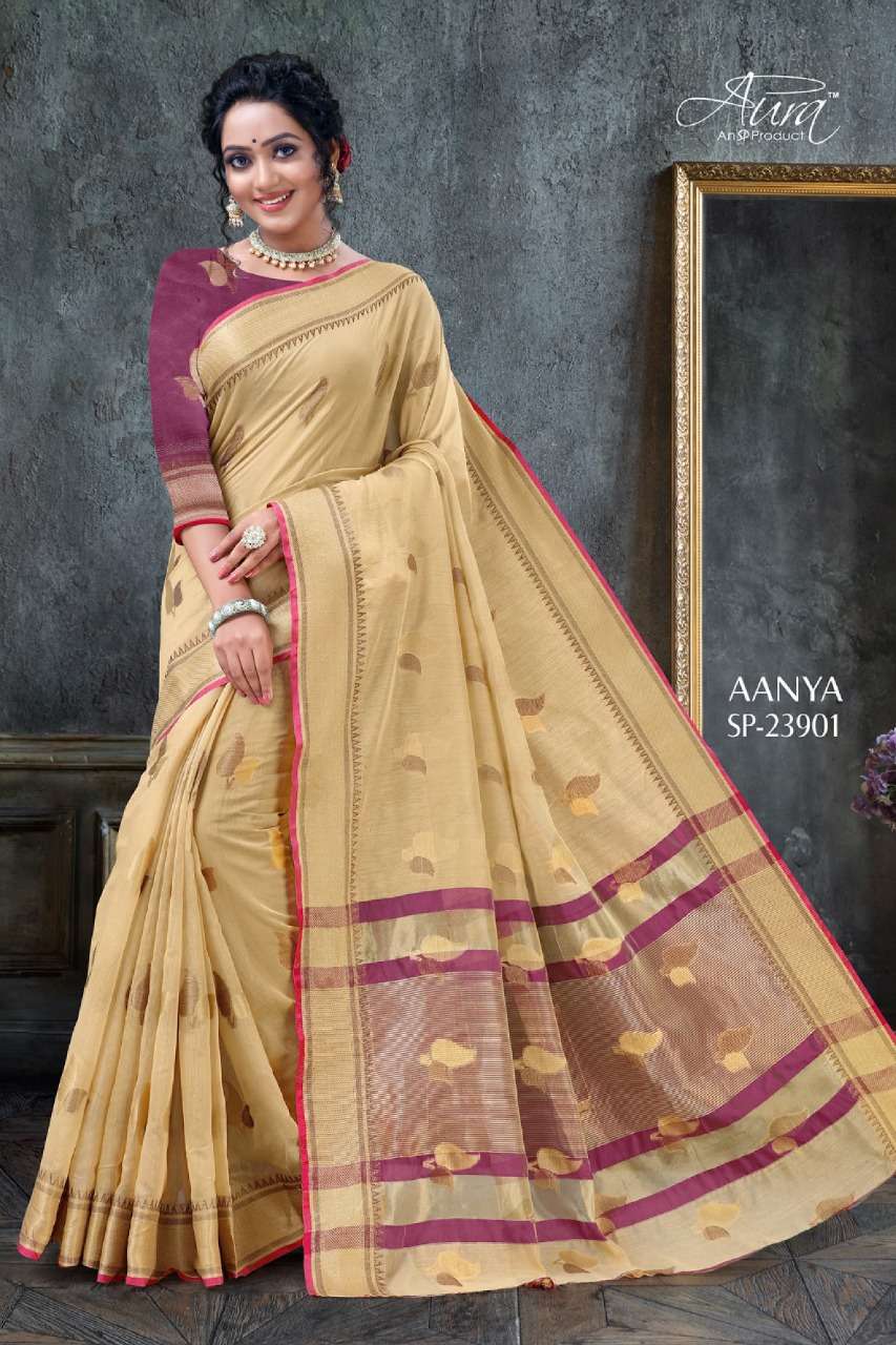 Aura aanya soft cotton summer wear sarees wholesaler