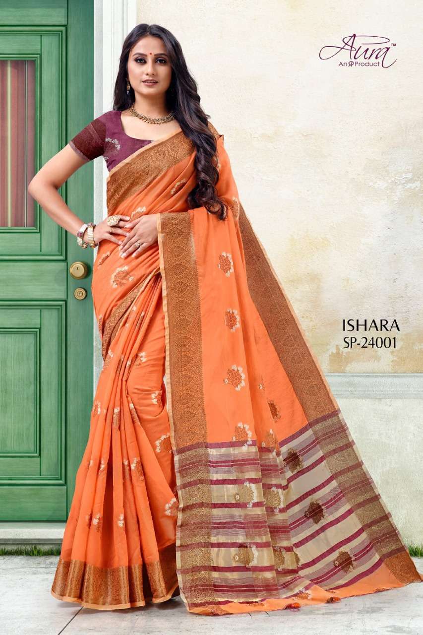 Aura ishara soft cotton fancy sarees collection at krishna creation