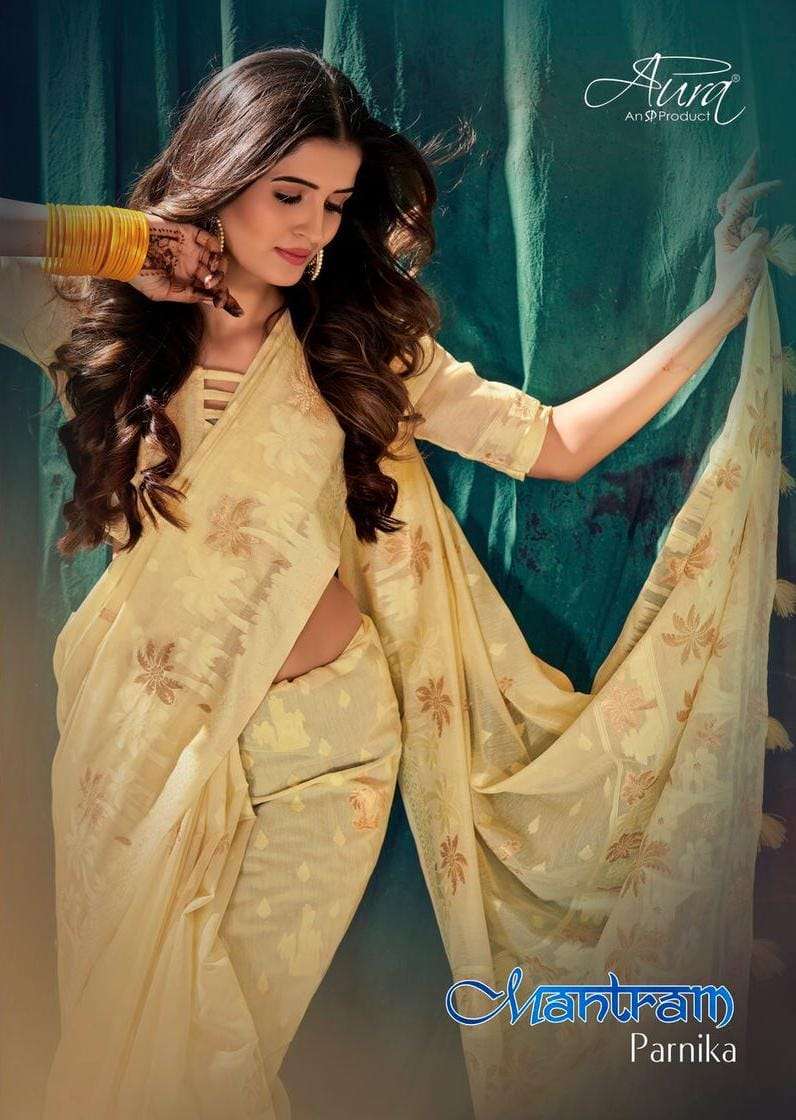 aura present mantram parnika soft cotton festival wear fancy sarees