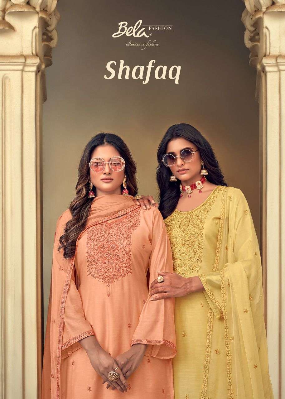 bela fashion shafaq resham muslin new women salwar suits wholesaler 