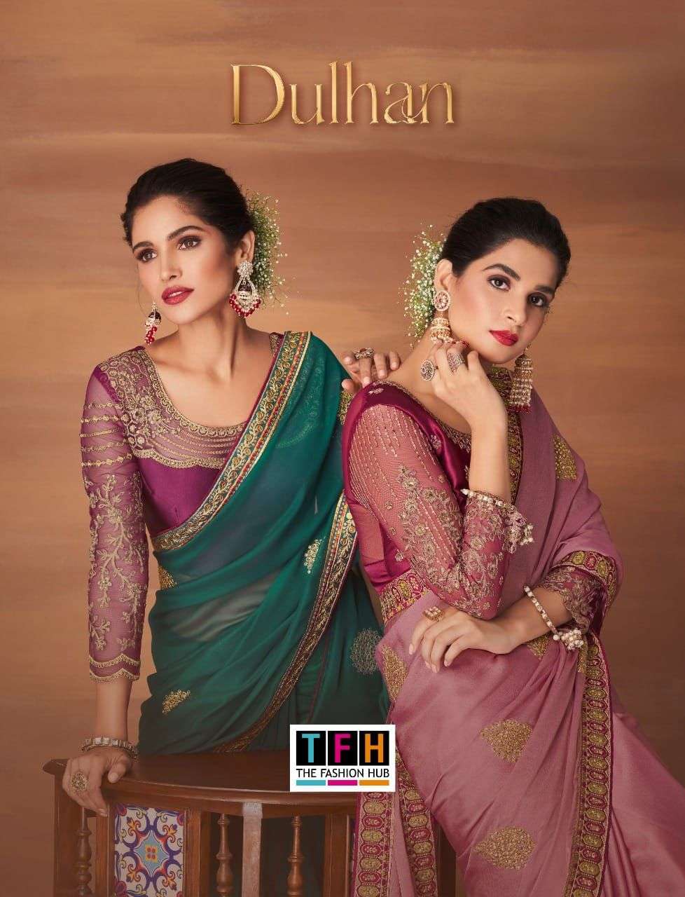 dulhan by tfh georgette silk party wear saree exporter