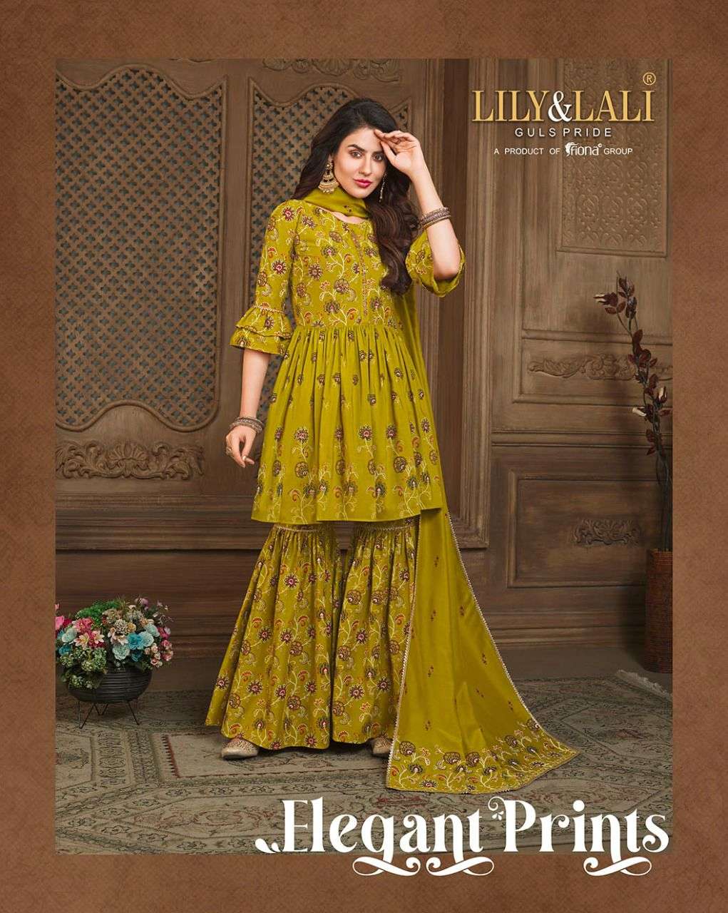 elegant prints by lily & lali readymade maslin fancy garara sharara suit collection