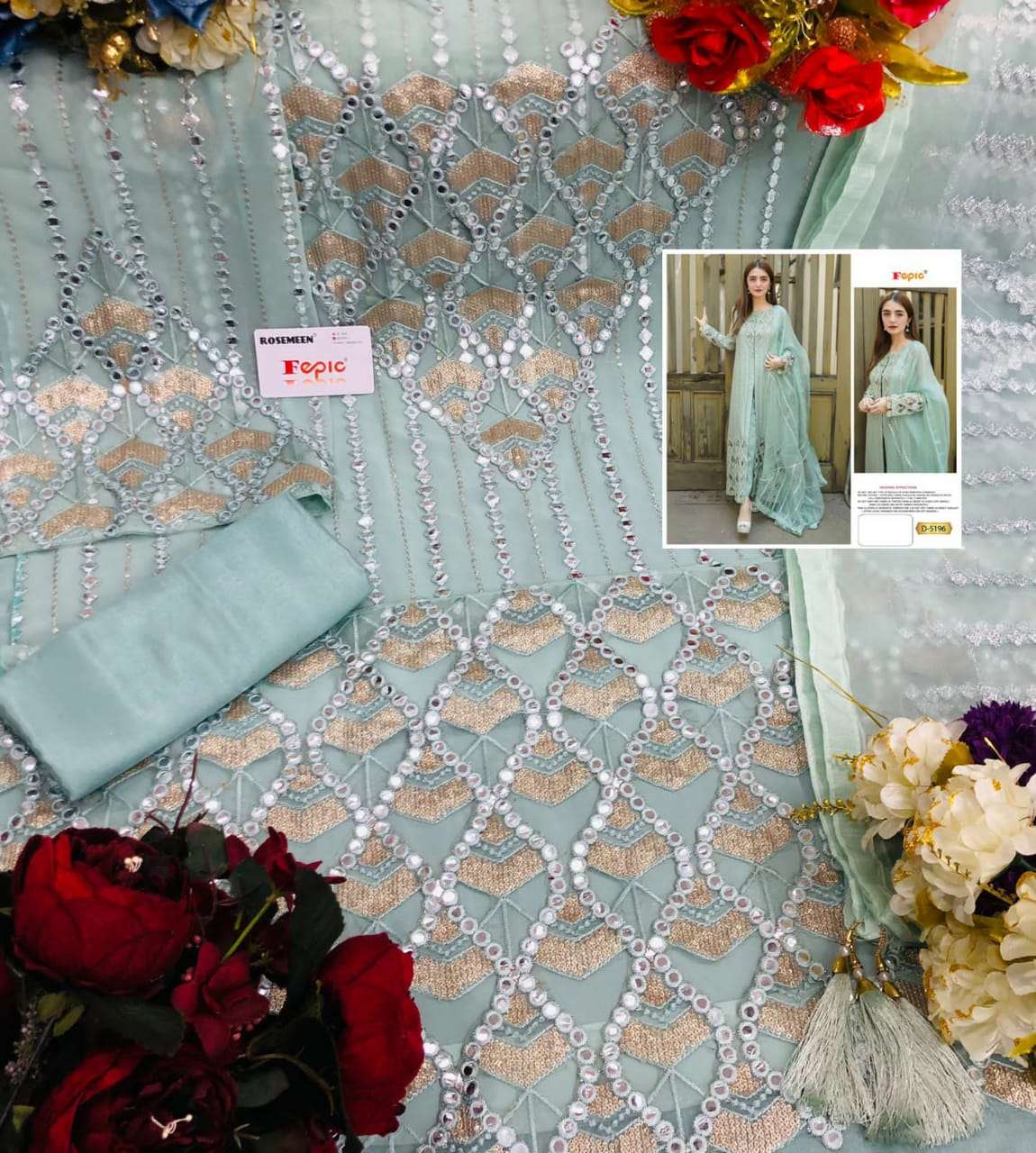 fepic rosemeen d 5196 georgette pakistani salwar kameez