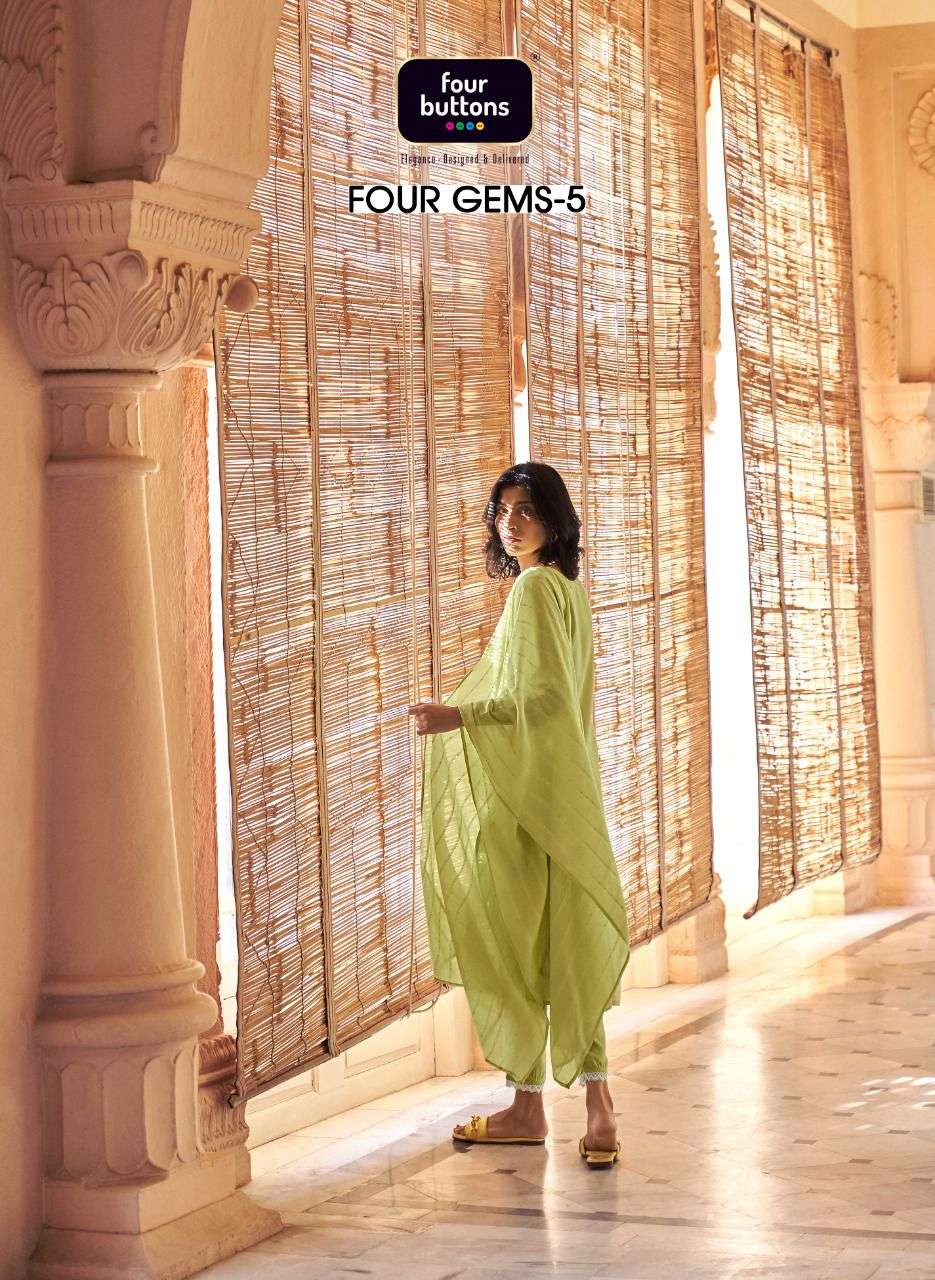 Four buttons four gems 5 viscose silk fancy kurti with bottom & dupatta