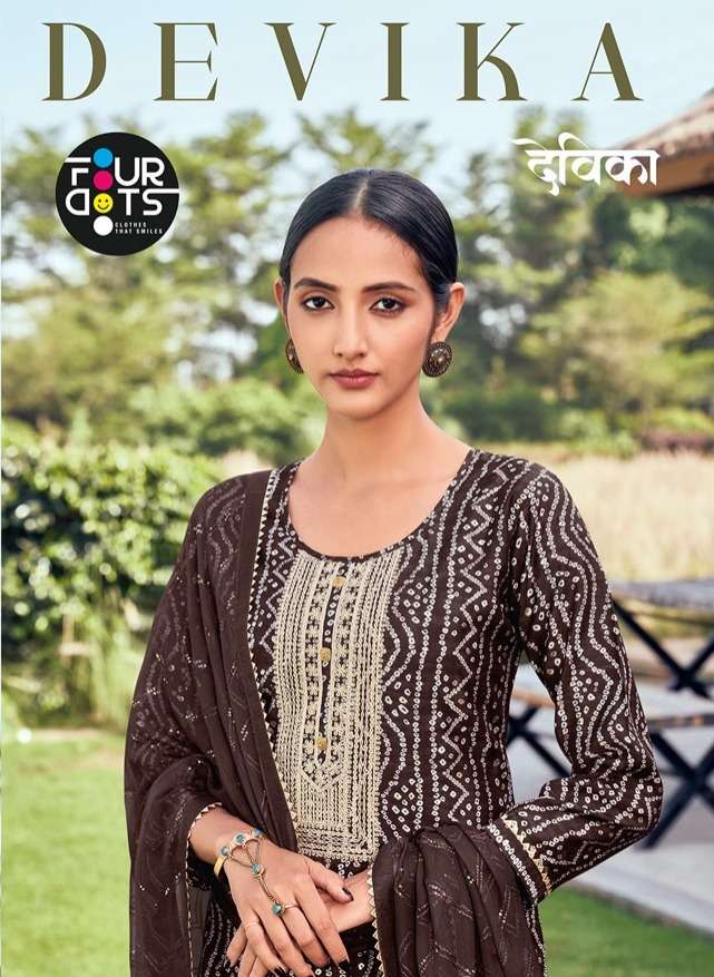 fourdots devika print work ladies suits 