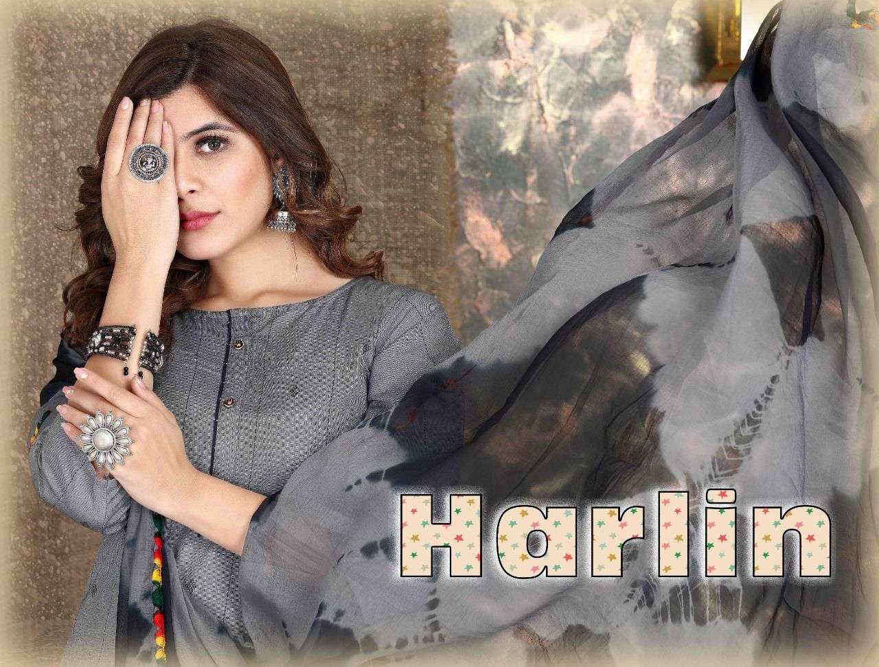 Harline HEAVY Top Cotton jekard Bottom :- Lurex 14 kg  Rayon  Duppata:- Nazmeen with 4 side fancy lace READYMADE SUIT CATALOG WHOLESALER BEST RATE