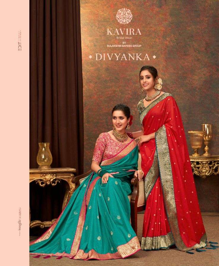 Kavira divyanka series 4101 to 4109 fancy soft silk sarees collection at krishna creation