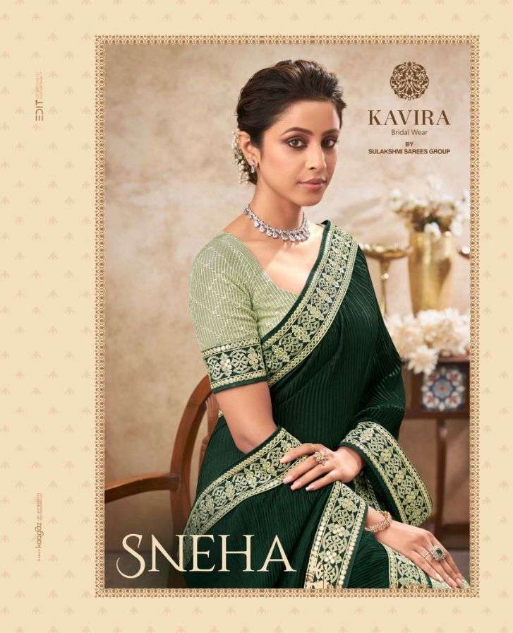 Kavira sneha series 4201 to 4209 chinon fancy sarees collection