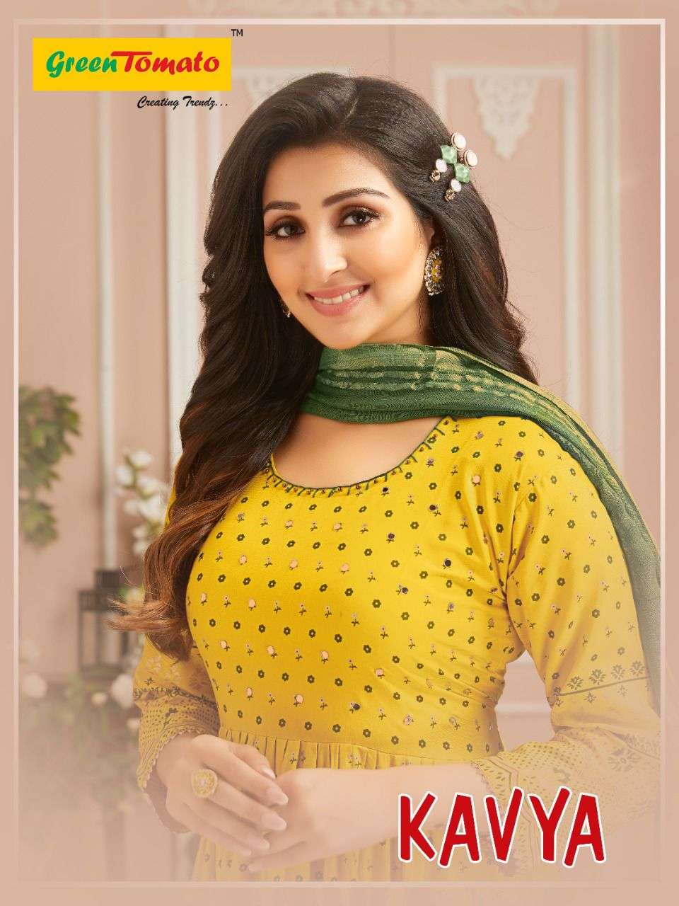 KAVYA BY GREEN TOMATO HEAVY RAYON READYMADE SUIT CATALOG WHOLESALER BEST RATE