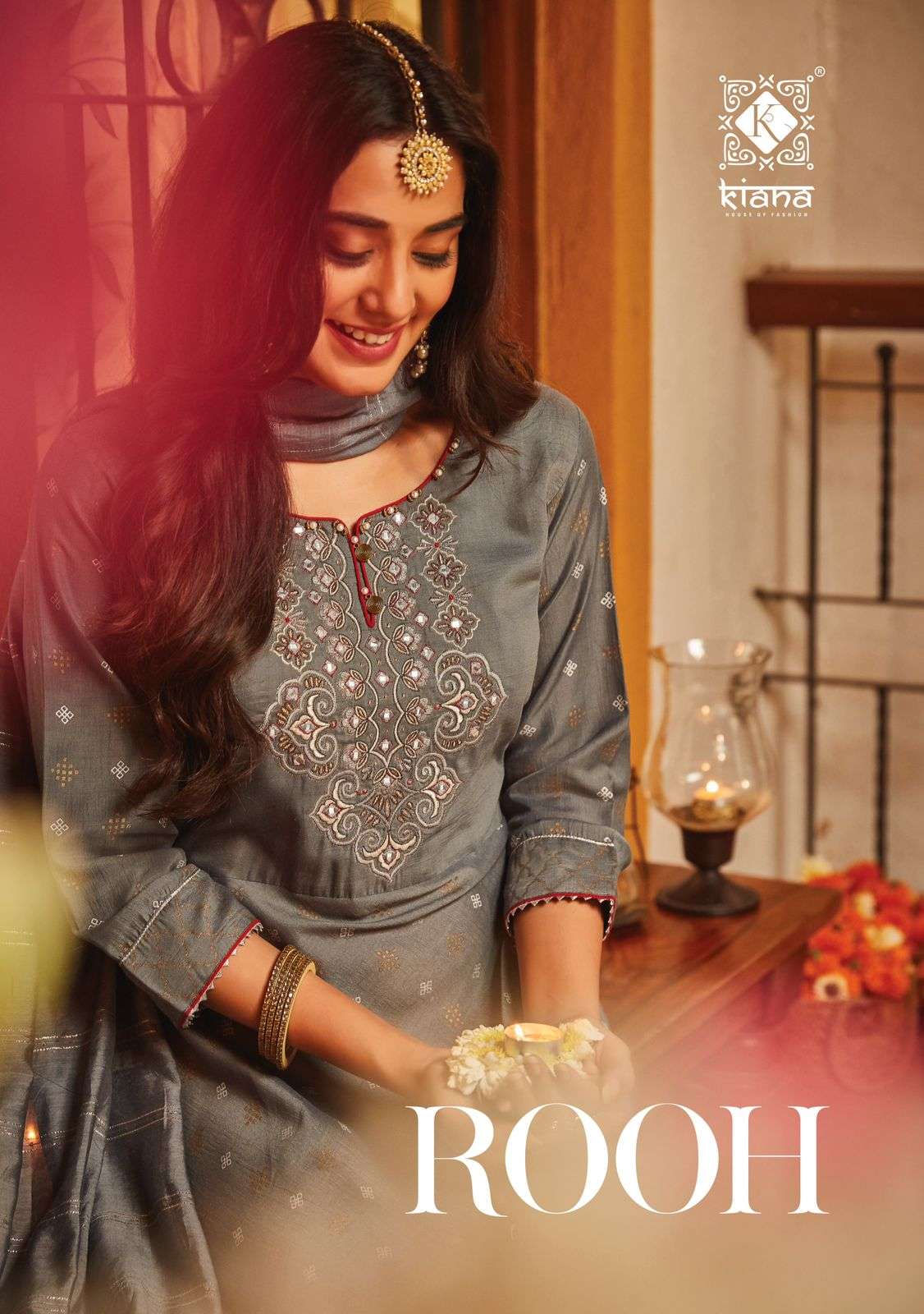 kiana rooh floor length long piece gown with dupatta set 