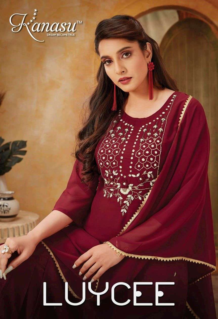 LUYCEE BY KANASU HEAVY GEORGETTE HEAVY READYMADE SUIT CATALOG WHOLESALER BESTY RATE