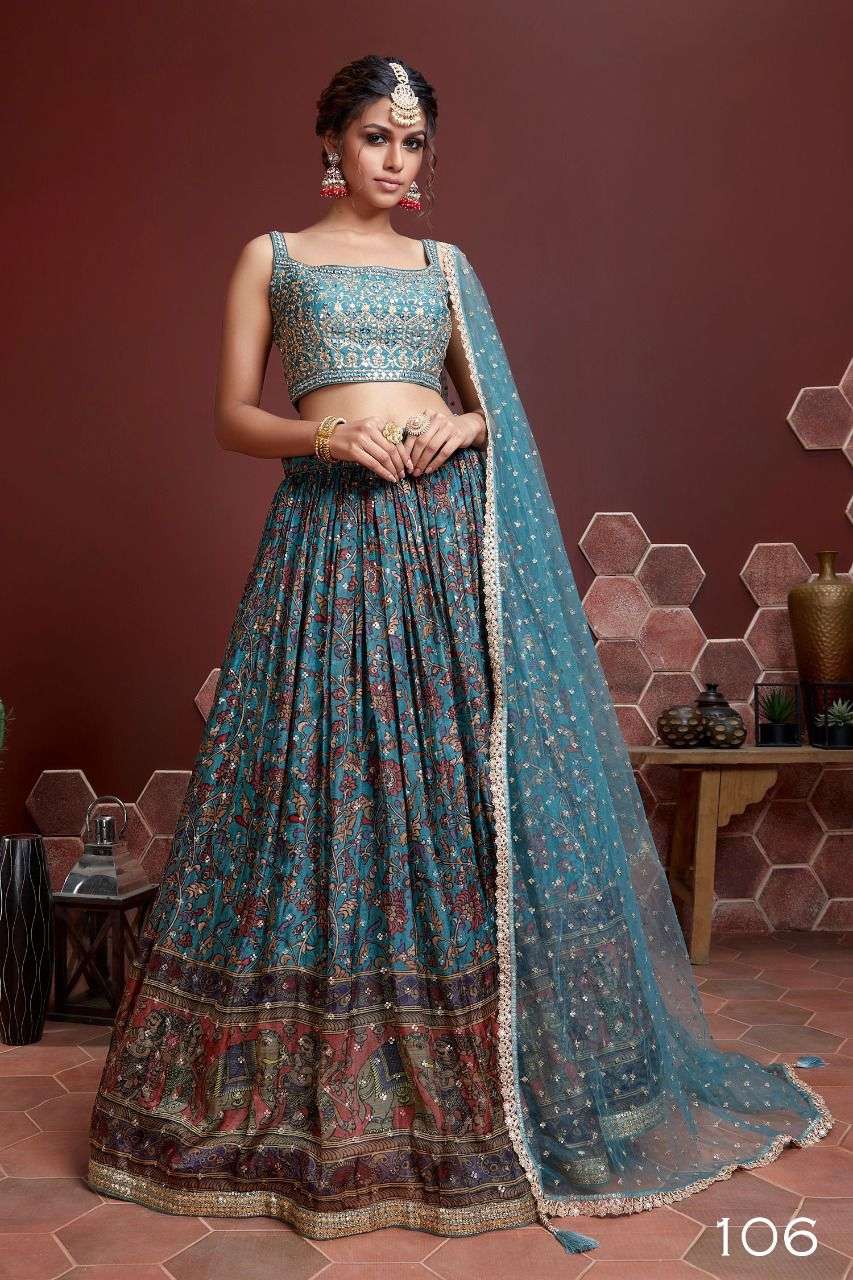 mandakini present 101-106 series silk wedding fancy lehenga choli collection
