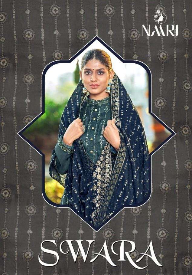 naari present swara tussar silk ethnic wear fancy salwar kameez