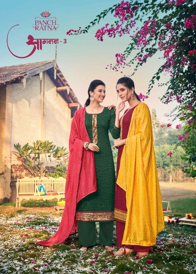 panch ratna aagaman vol 3 silk casual wear fancy dress materials