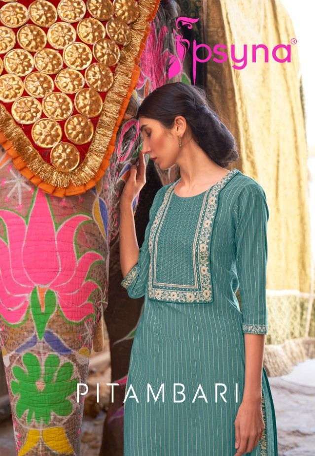 pitambari by psyna cotton daily wear fancy kurtis