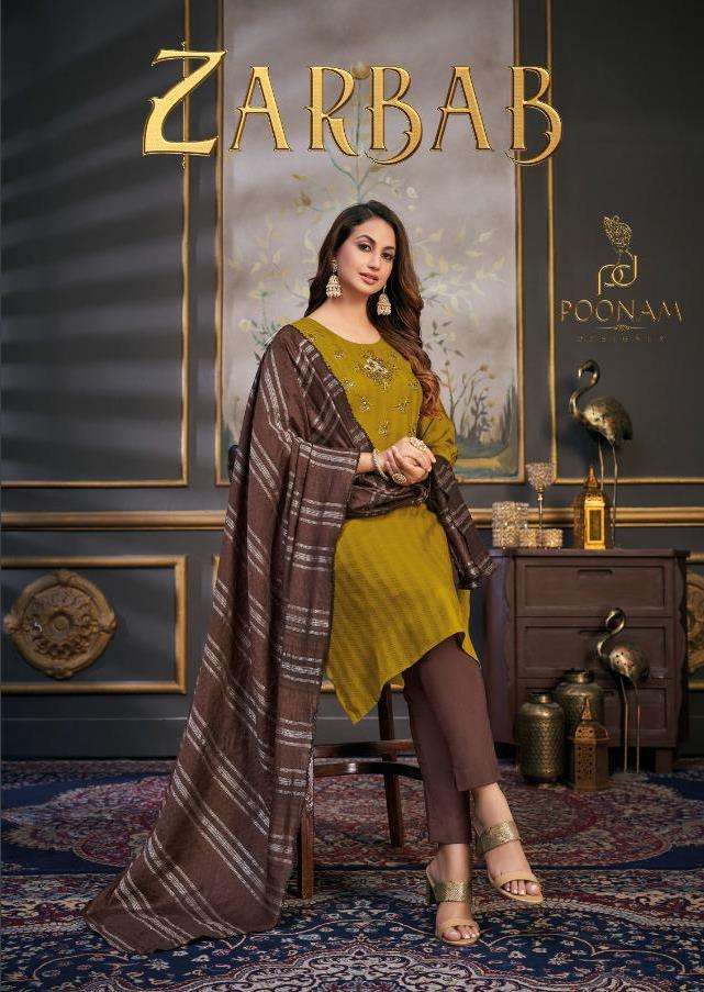 Poonam designer zarbab pure rayon fancy kurti with bottom & dupatta