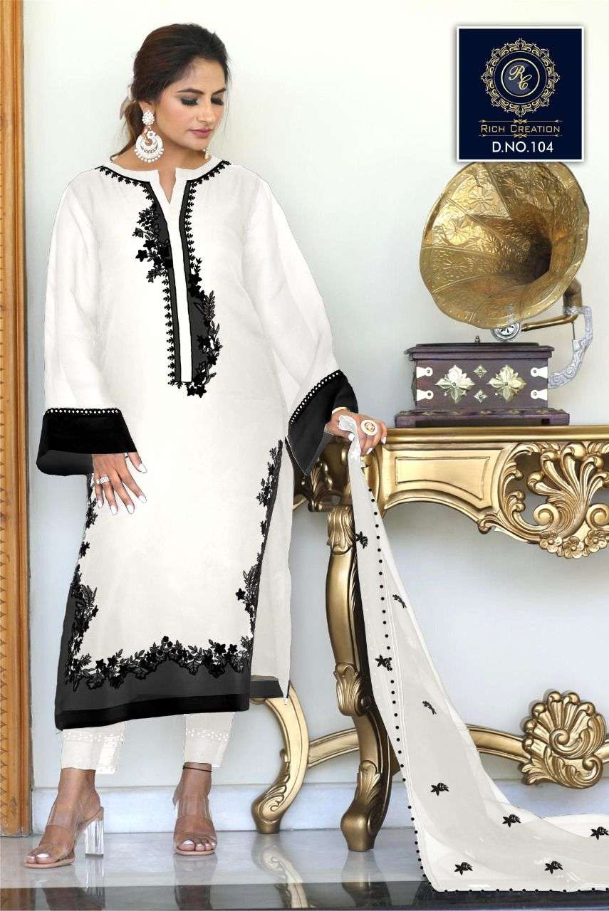 rich creation 104 georgette embroidery pakistani readymade salwar kameez