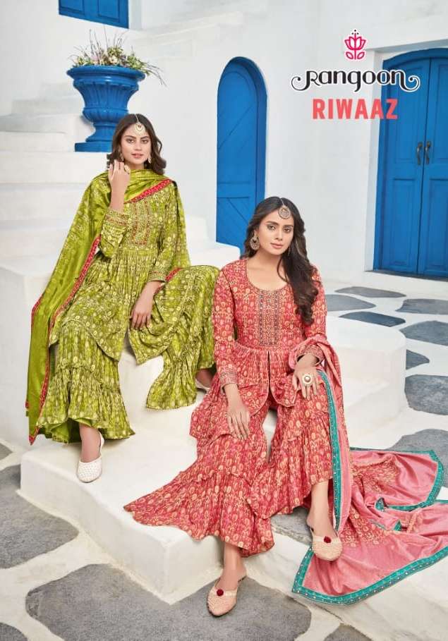 riwaaz by rangoon exclusive readymade sharara suits wholesaler
