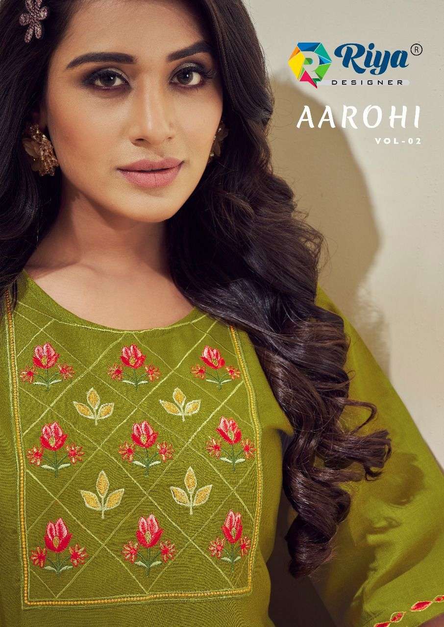 riya designer aarohi vol 2 cotton slub casual wear kurti collection