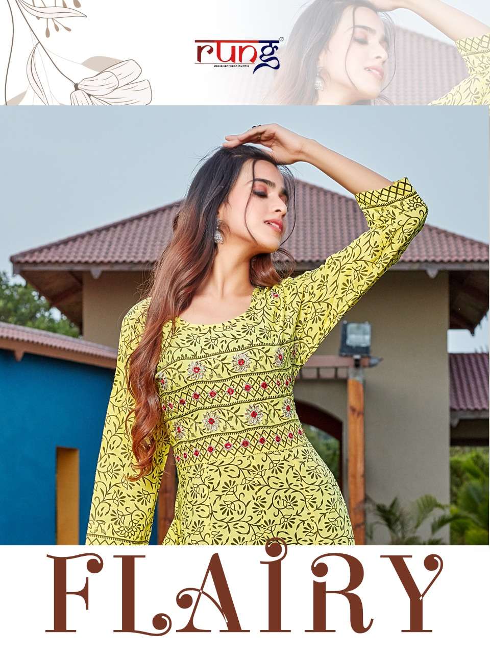 rung flairy rayon print kali pattern kurti seller 