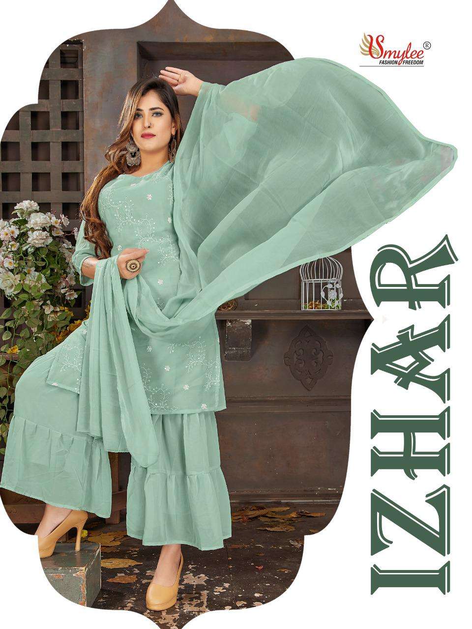 Rung izhar fancy kurti with sharara & dupatta available at lower price