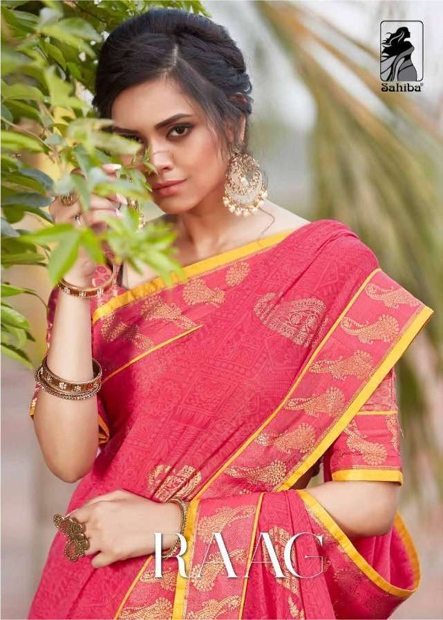 sahiba raag fancy printed designer sarees collection at krishna creation 