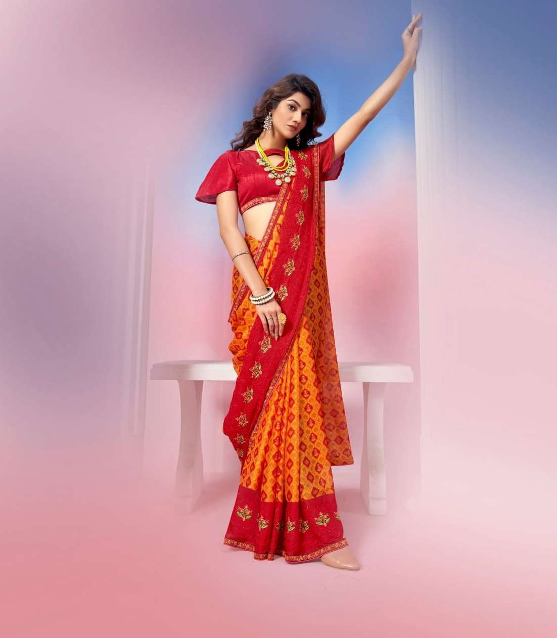 sanskar tex nanya vol 9 moss chiffon print work concept sarees 
