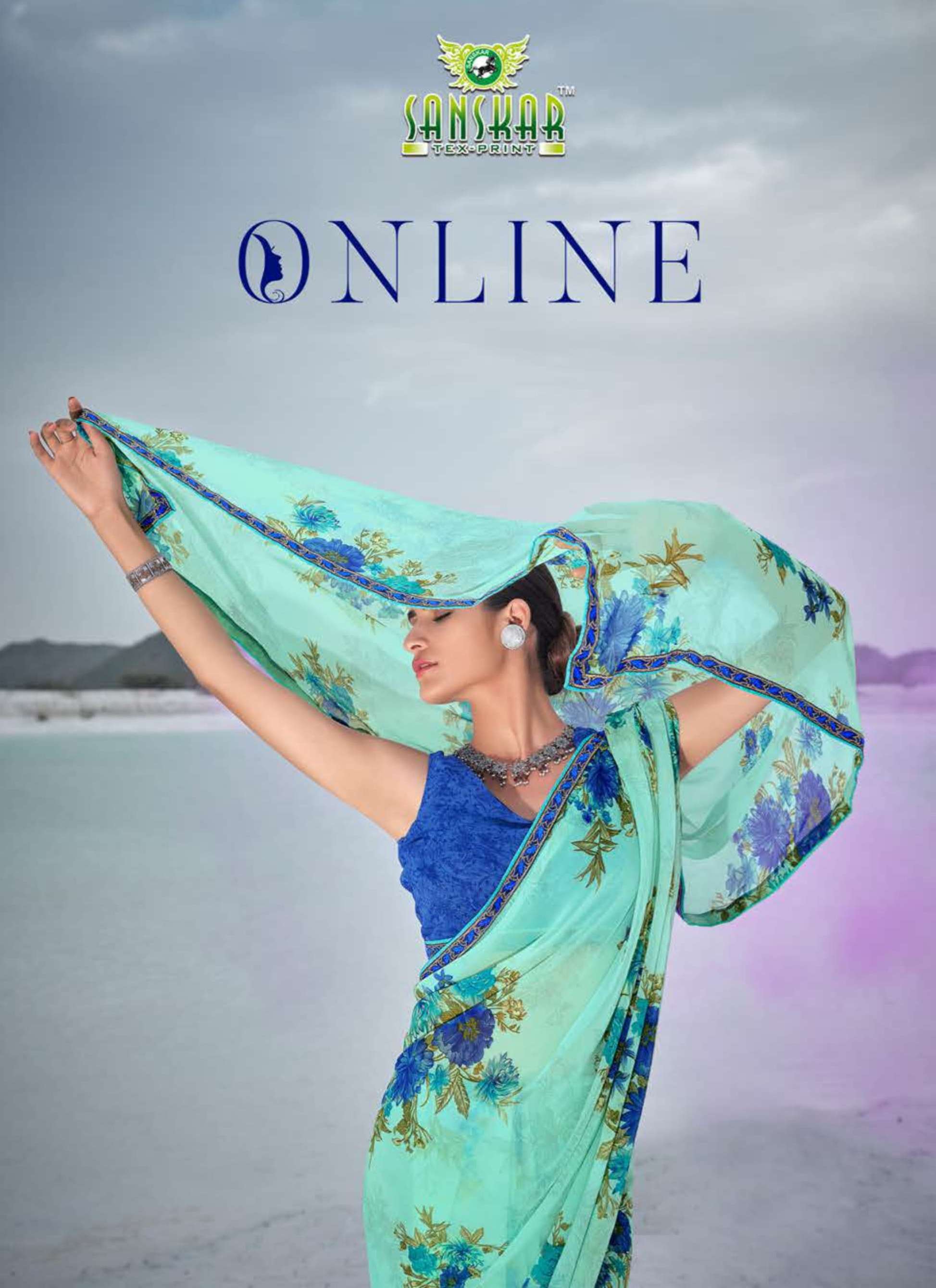 sanskar tex online chiffon print saree low rate 