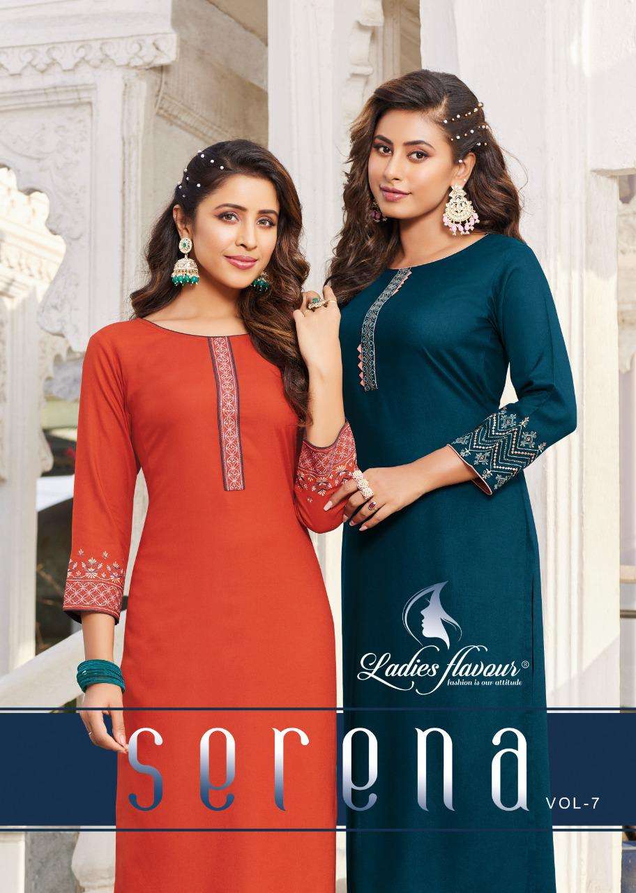 serena vol 7 by ladies flavour rayon fancy ladies kurtis