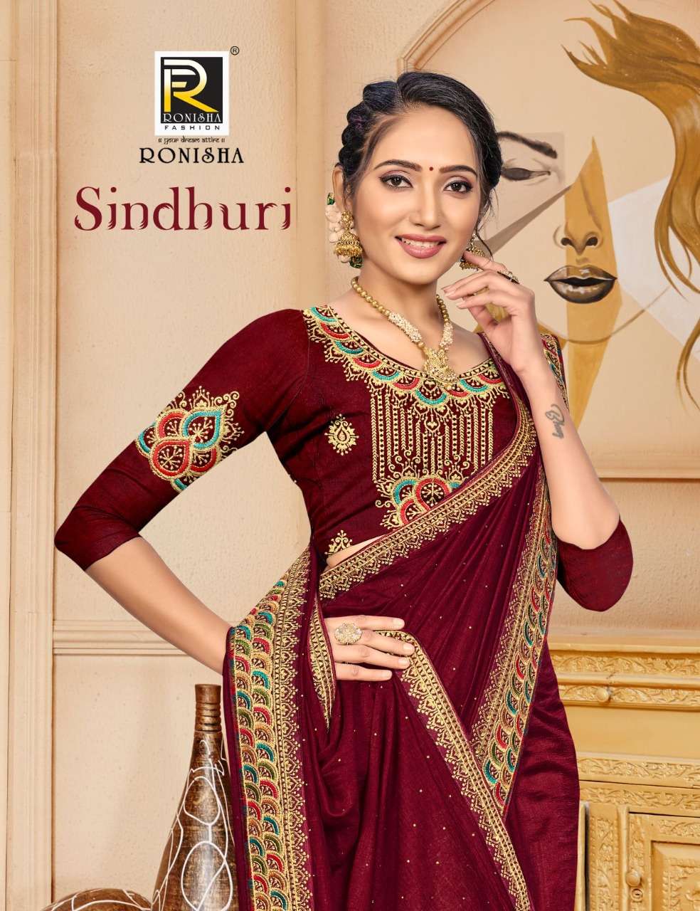 Sindhuri by Ranjna saree fancy worked border blouse siroski diamond designer saree collecton 