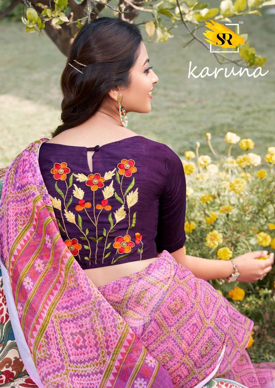 sr karuna organza saree with work blouse 