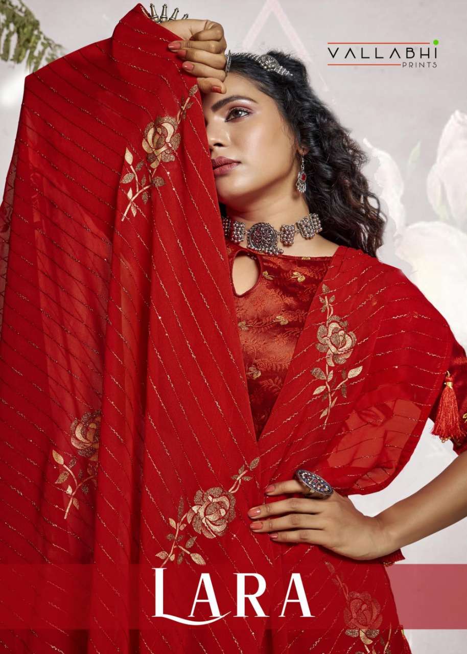 Vallabhi prints lara georgette fancy sarees collection at krishna creation