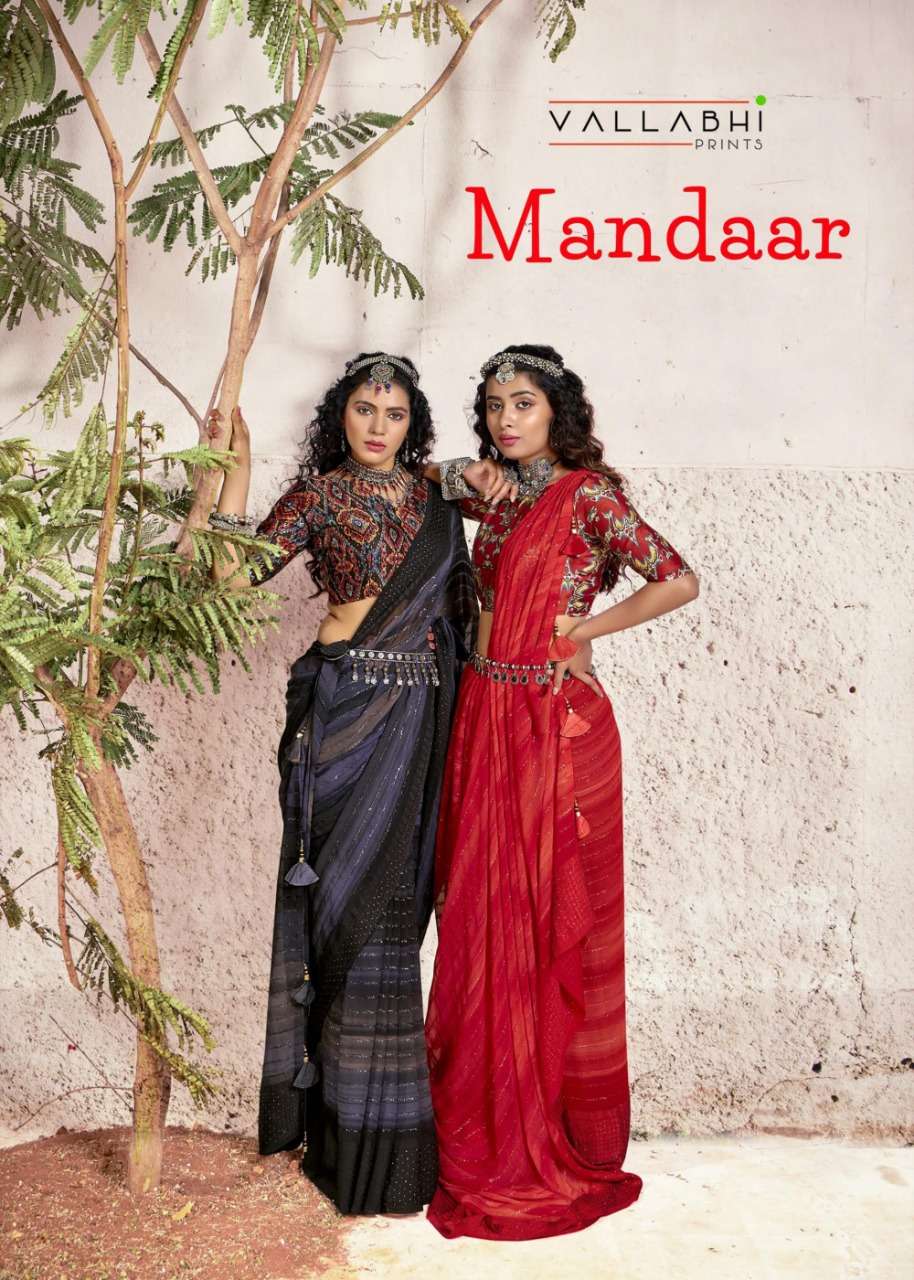 Vallabhi prints mandaar georgette fancy sarees collection in surat