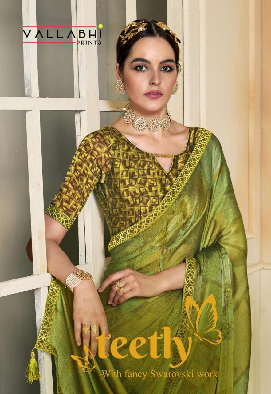 vallabhi prints teetly fancy moss chiffon sarees at best rate 