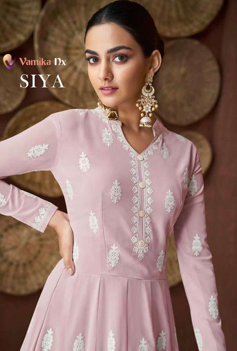 vamika nx siya pure georgette long designer gown collection