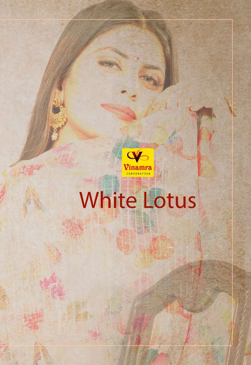 vinamra white lotus vol 1 cotton checks sarees wholesaler in surat market 